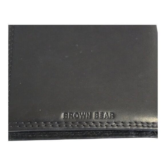 Brown Bear German Leather Wallet Bifold w/ Removable ID Holder in Black - Picture 4 of 13